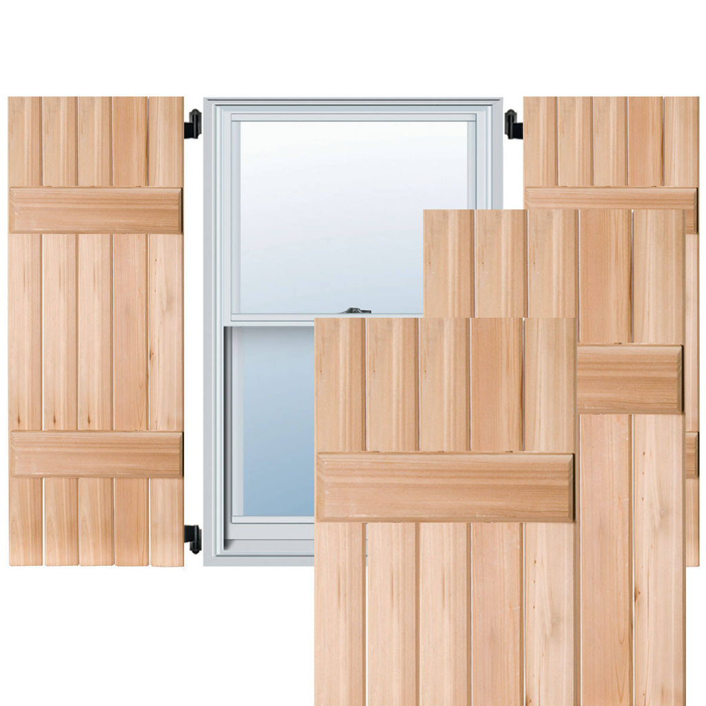 18 in. x 38 in. Real Wood Sapele Mahogany Board and Batten Shutters Pair Unfinished E35114