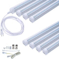 Pack of 6 4FT LED Shop Light, 24W 4 Foot T8 Integrated Tube Light, Clear Cover 6500K Daylight White, with ON/Off Switch Cable, Plug and Play L63592