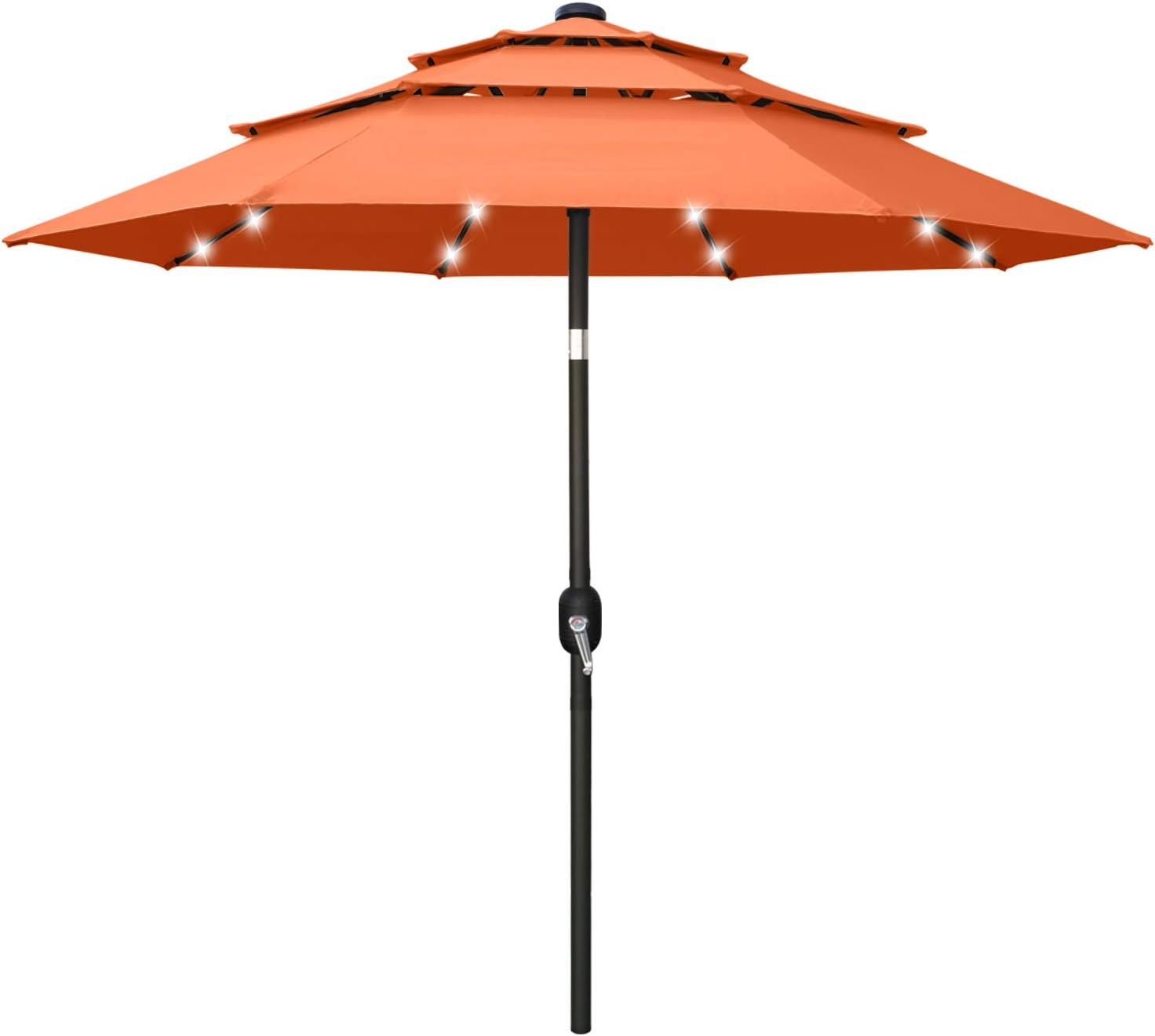 11FT Solar 3 Tiers Market Umbrella with 32 LED L5911