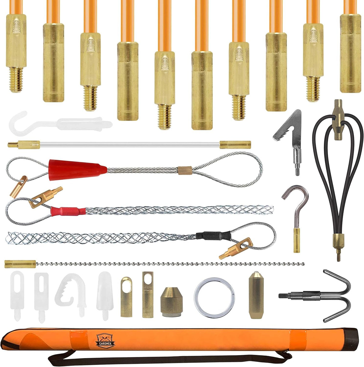 33 Foot Wire and Cable Pulling Kit with 19 Multi-function Attachments F712