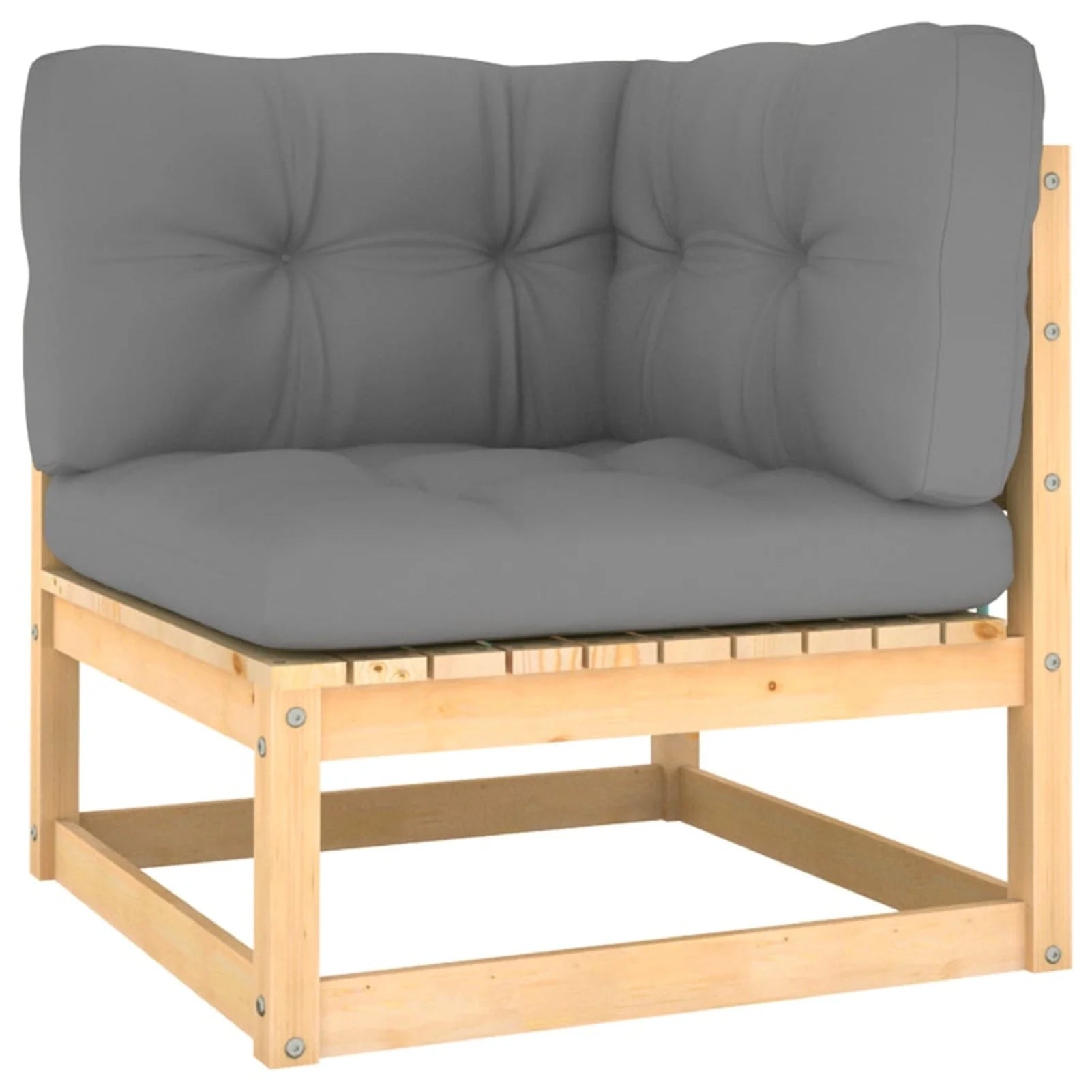 6 Piece Garden Conversation Set Gray Cushion Pinewood Sectional Outdoor Furniture C70426