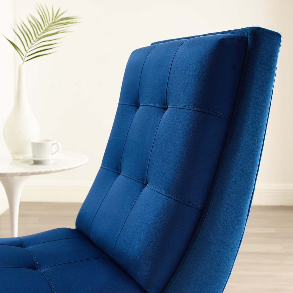 Navy Blue Velvet Accent Side Chair and Ottoman G32959