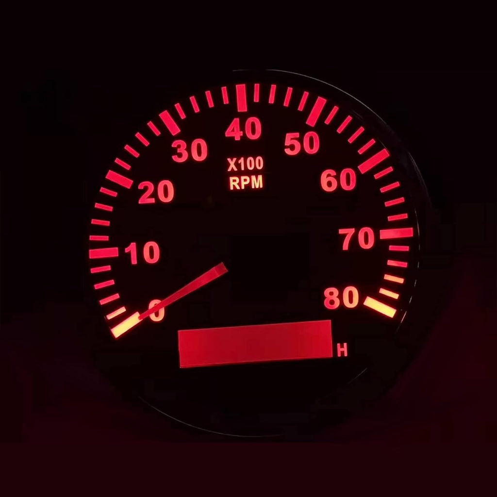 85mm 8000 RPM Tachometer Gauge With Hour Meter RED Backlight Waterproof Pack of 2 O948565