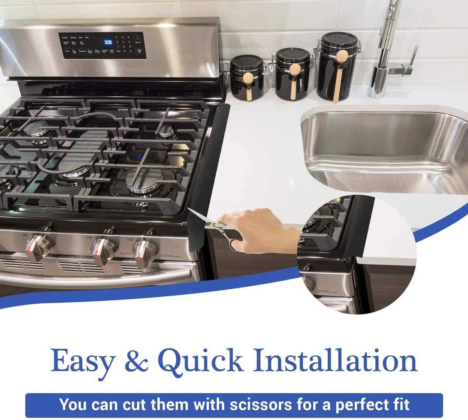 Silicone Stove Gap Covers (2 Pack, 21 Inches, Black) N772