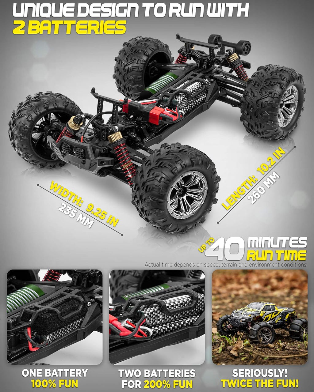 Black Yellow 1:16 Scale Brushless RC Car C575