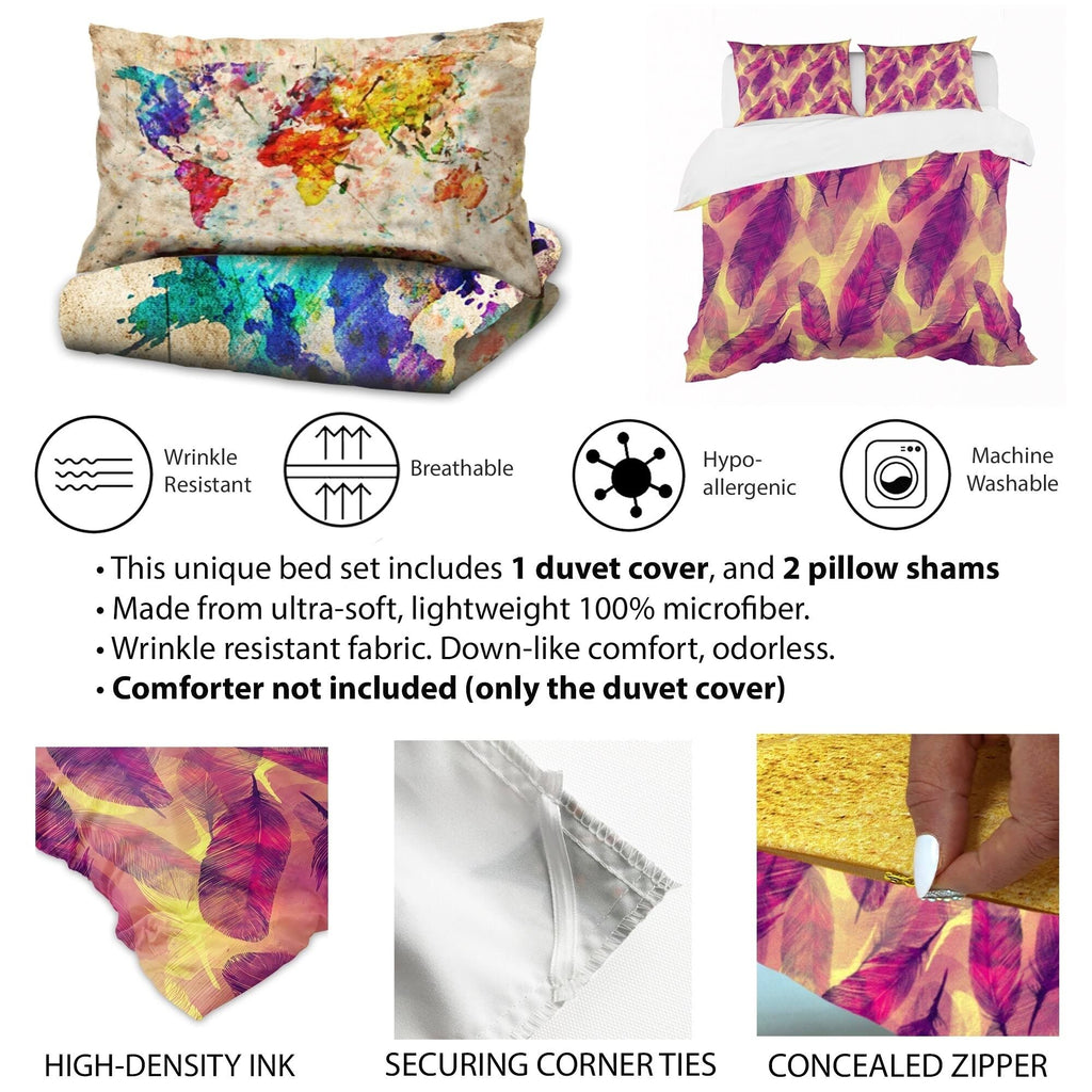 Pink Geometric Bedding Set Twin Duvet Cover with Sham F1709