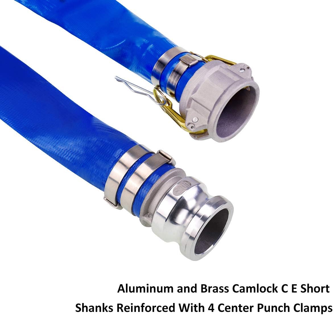 3 x 50' Blue PVC Backwash Hose with Aluminum Camlock Fittings C2342