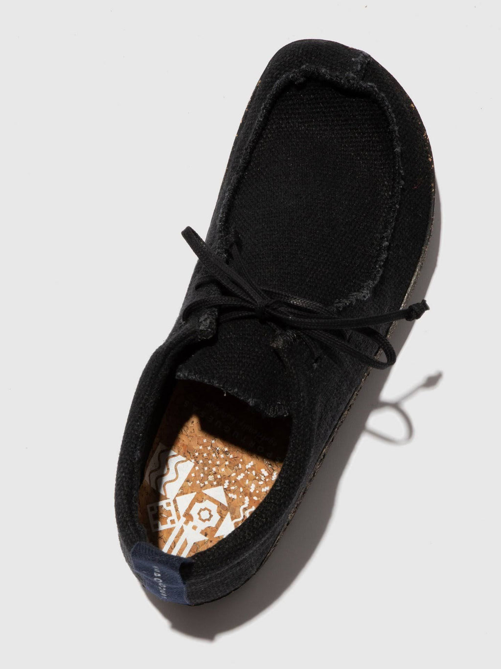 Black Recycled Linen Lace-Up Trainers B10613