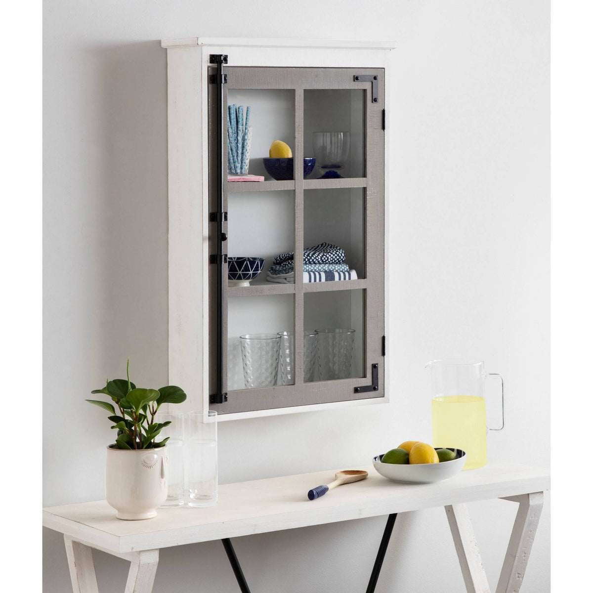 White/Gray Rustic Wall Cabinet M86928