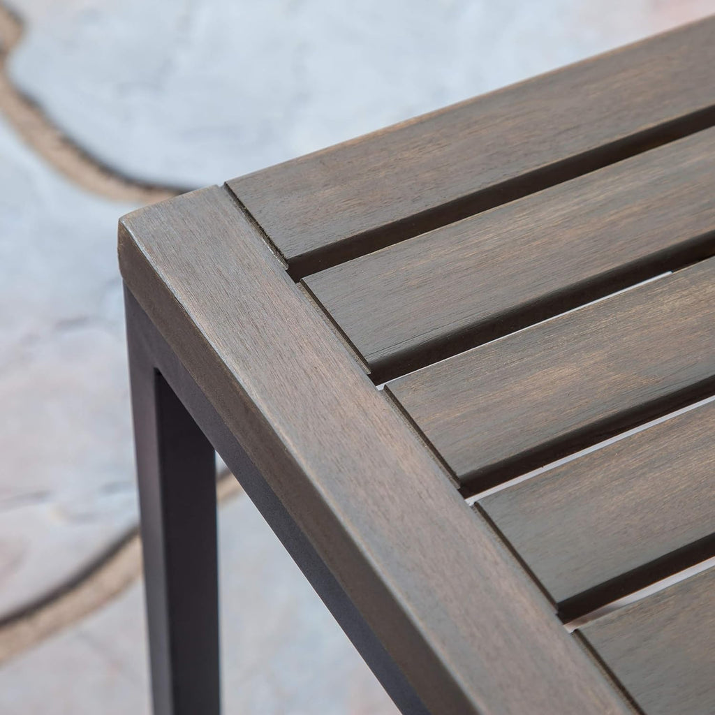 Gray Acacia Wood and Iron Bench C839