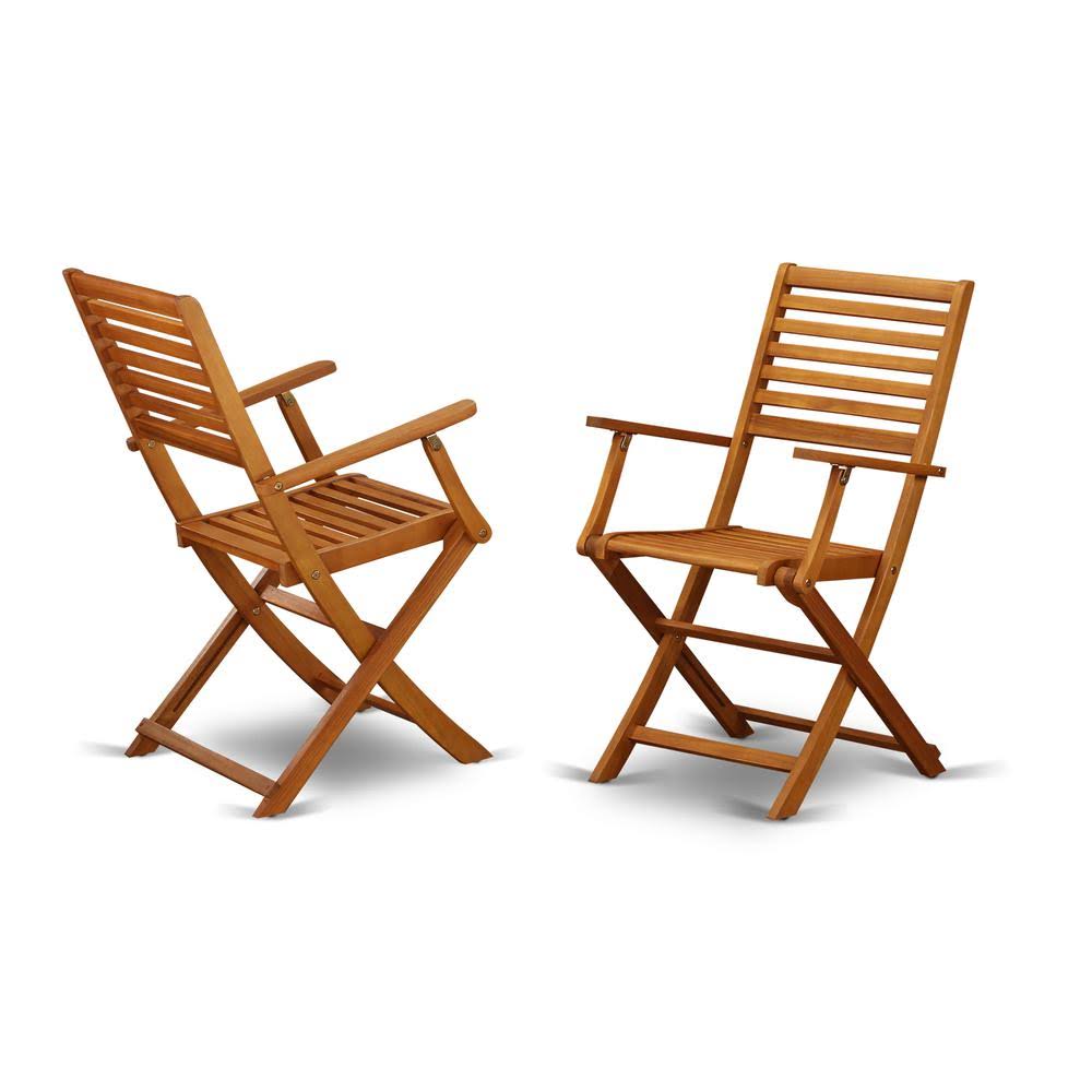 Set of Two Solid Acacia Wood Folding Chair with Arm Rest B736