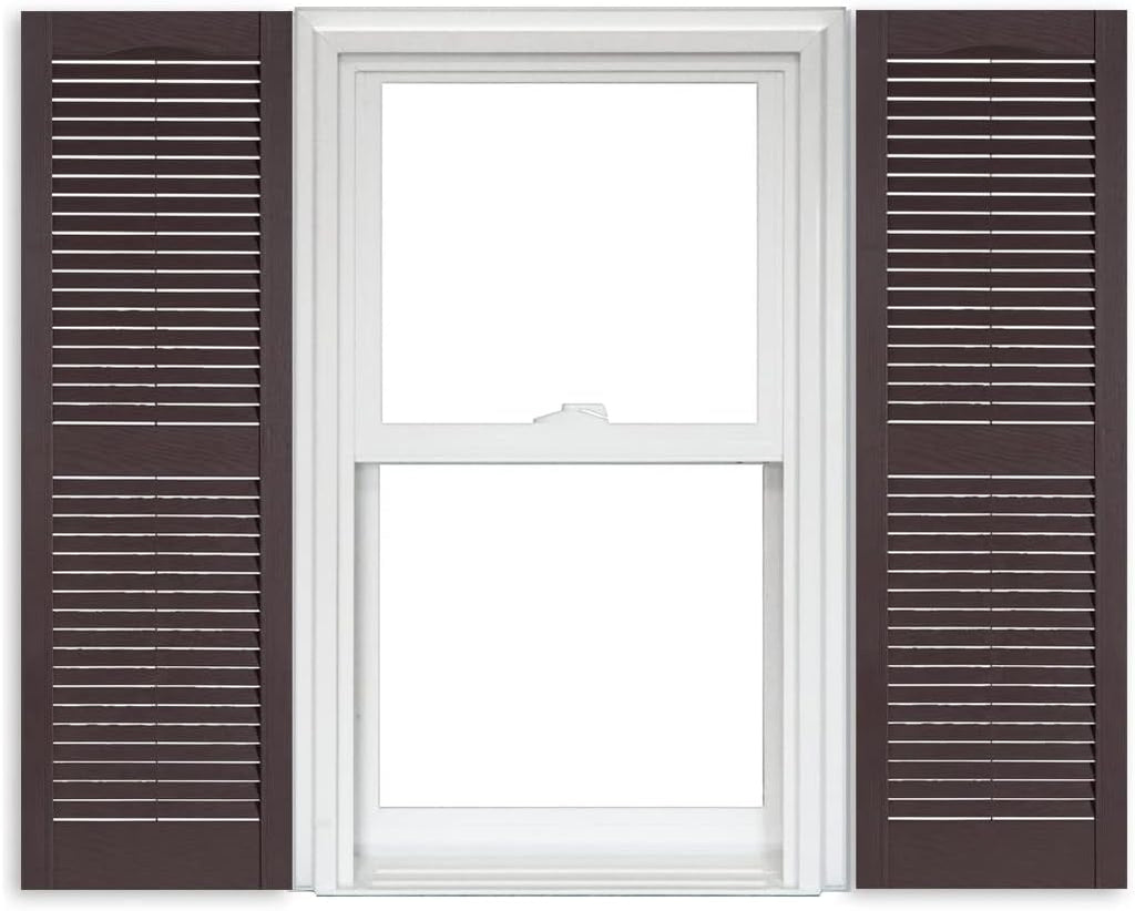White Vinyl Louver Shutters 1 Pair 15 Inch x 63 Inch O54769