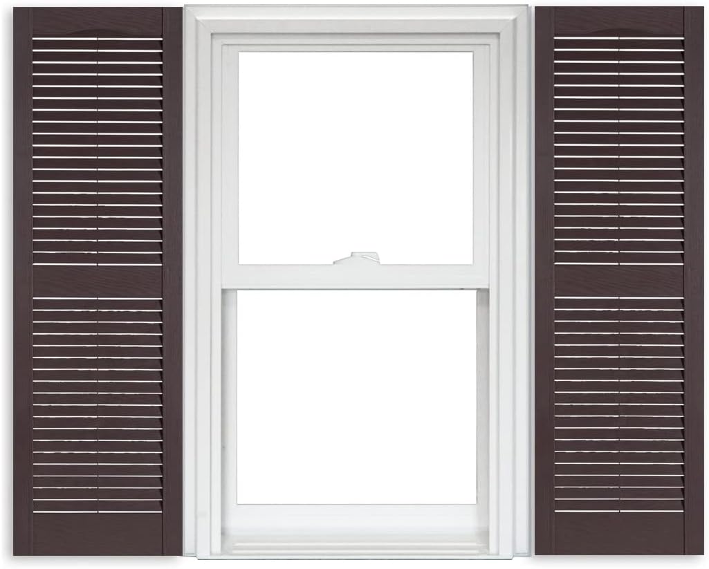 White Vinyl Louver Shutters 1 Pair 15 Inch x 63 Inch O54769