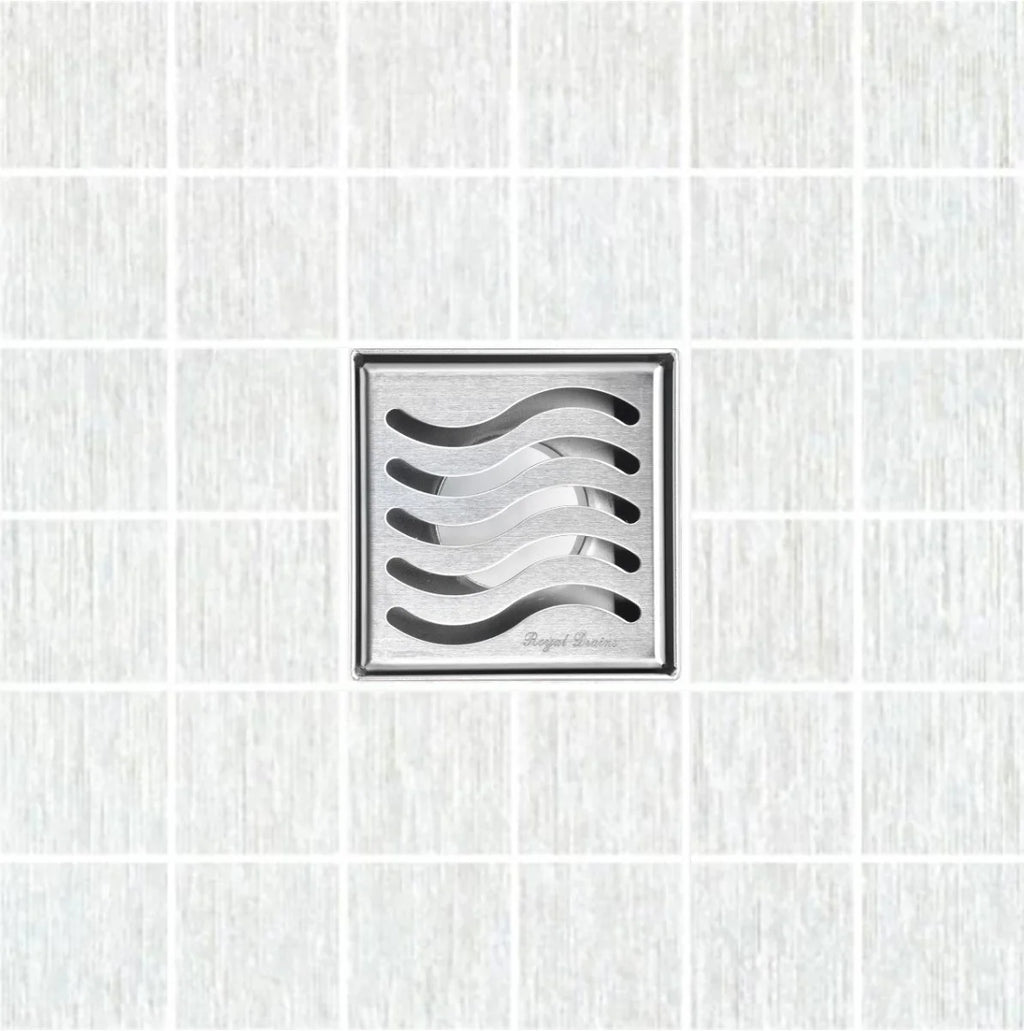 Square Shower Drain 304 Stainless Steel 4 Inch Grate with Hair Catcher M191919