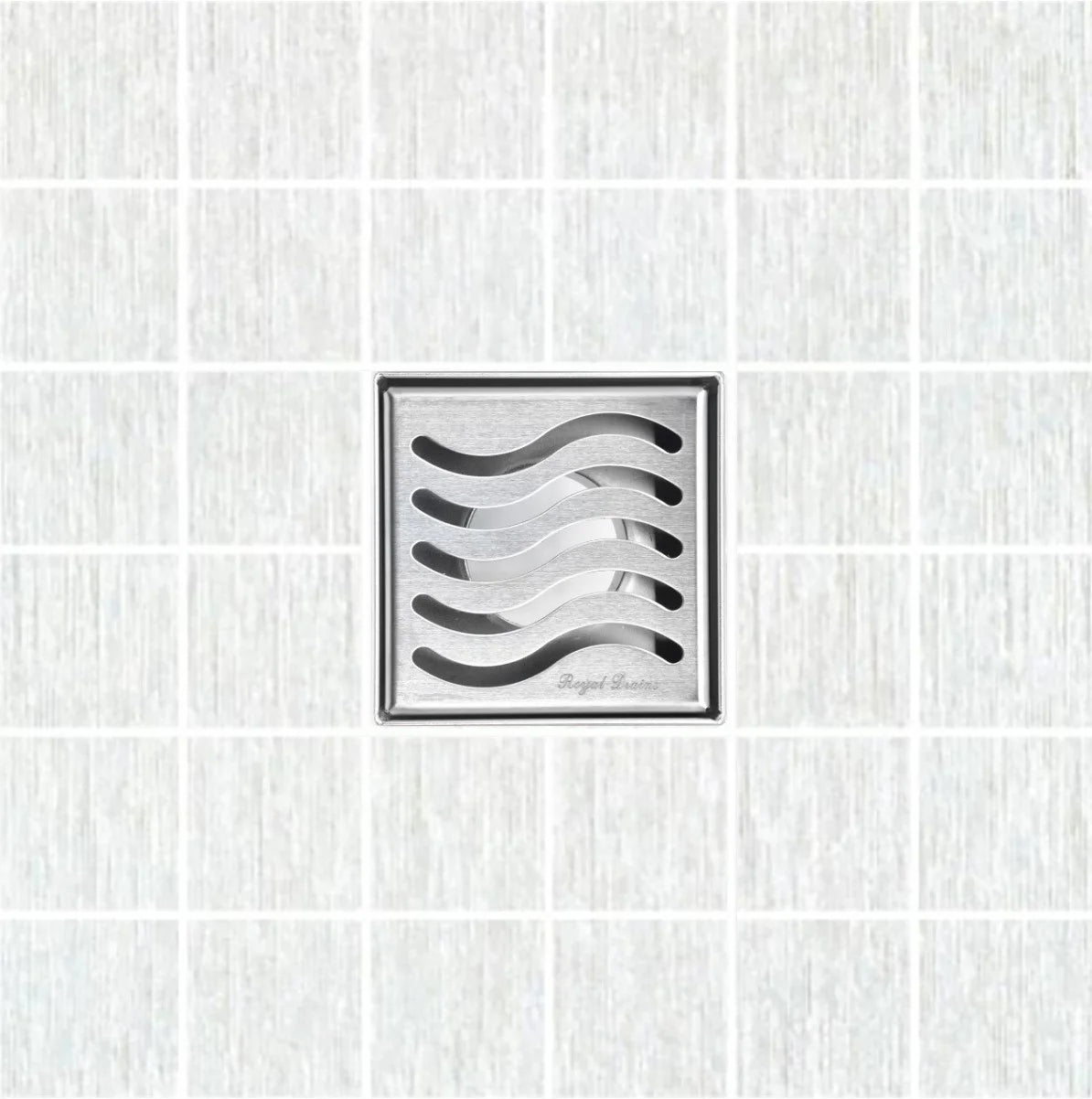 Square Shower Drain 304 Stainless Steel 4 Inch Grate with Hair Catcher M191919