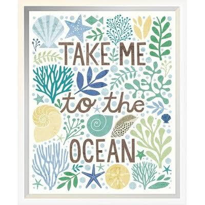 Sea Glass Textual Art Framed 14x22 U98486