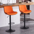 Orange PU Leather Adjustable Swivel Bar Stools Set of 2 M9160