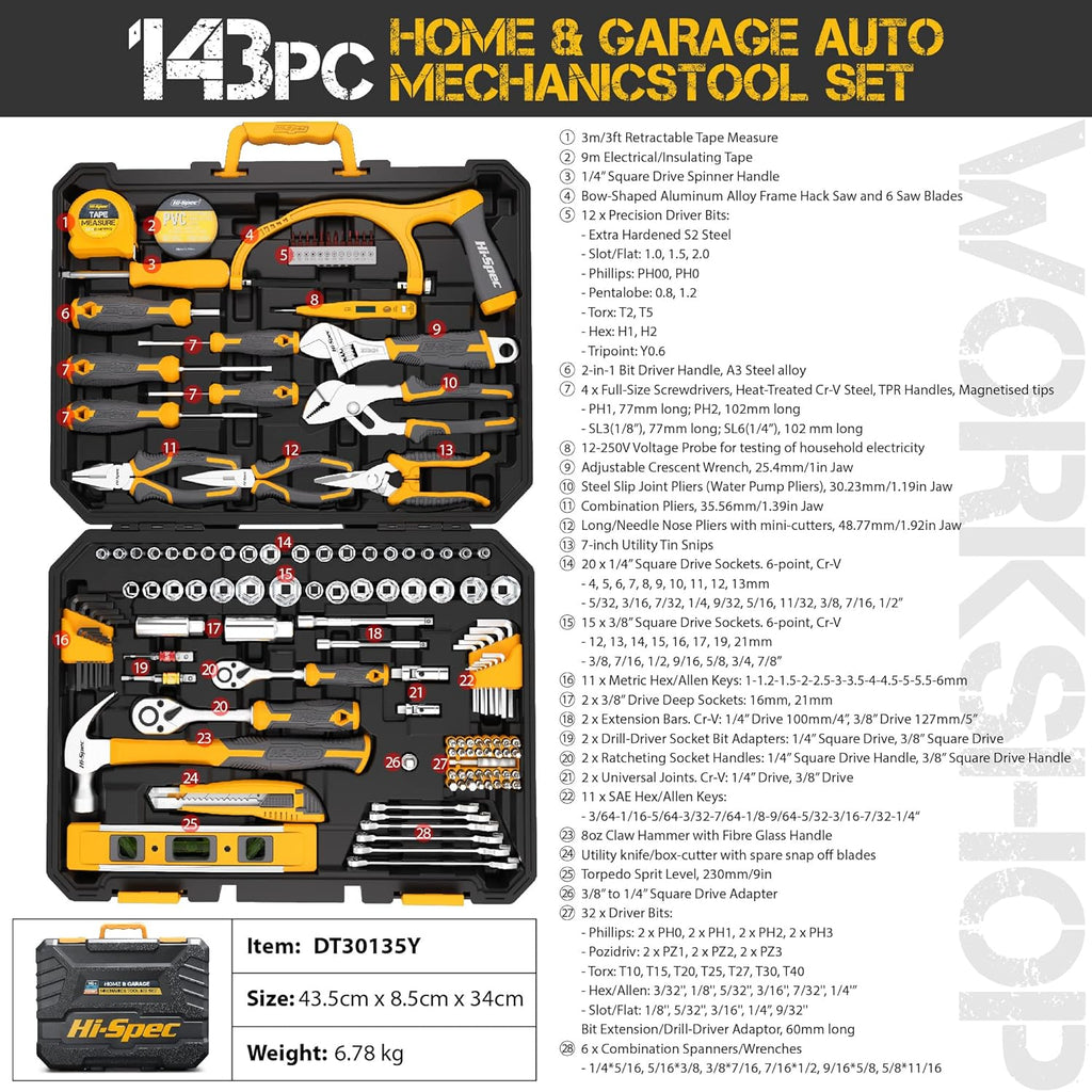 143 Piece Home & Garage Tool Kit Set E186184