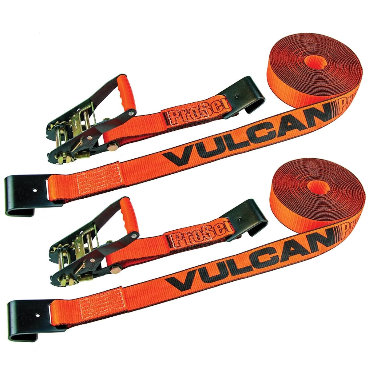 2 Pack 2 inch x 27 foot Ratchet Strap with Flat Hooks D817
