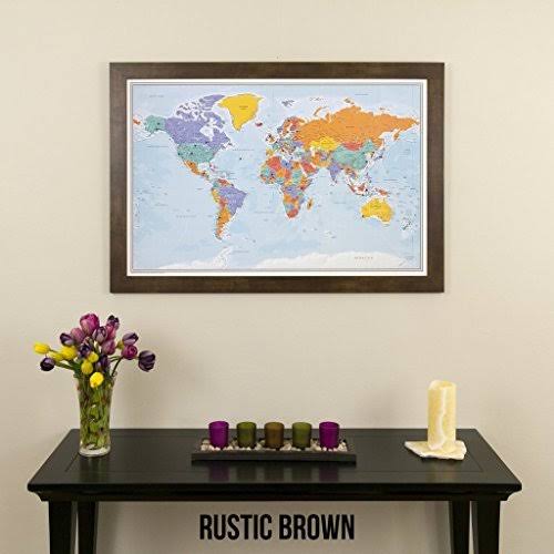 Rustic Brown Frame Travel Map with Pins G648322