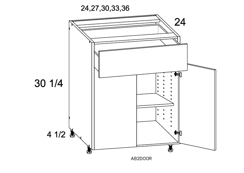 White Pine 2 Doors 1 Drawer Base Cabinet Engineered Wood X92045