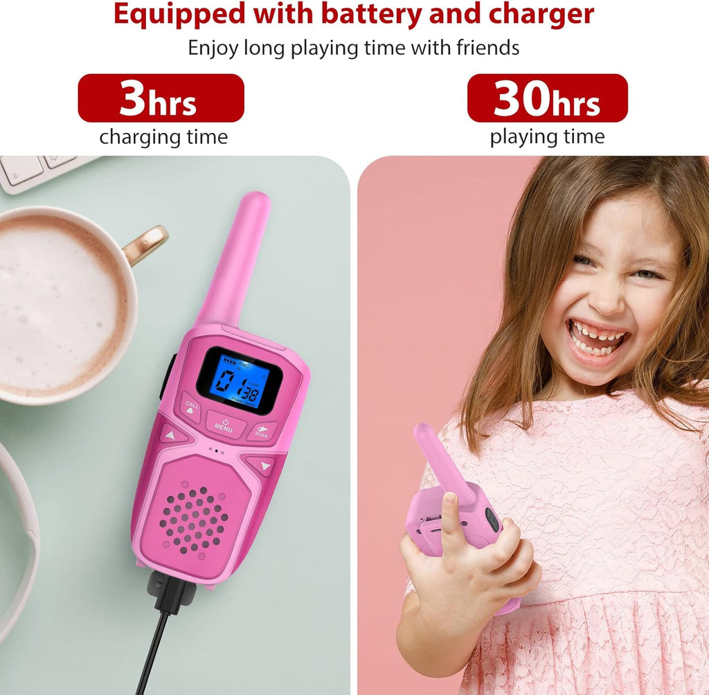Walkie Talkie with Batteries and Charger (Blue Pink White Orange Green) U981