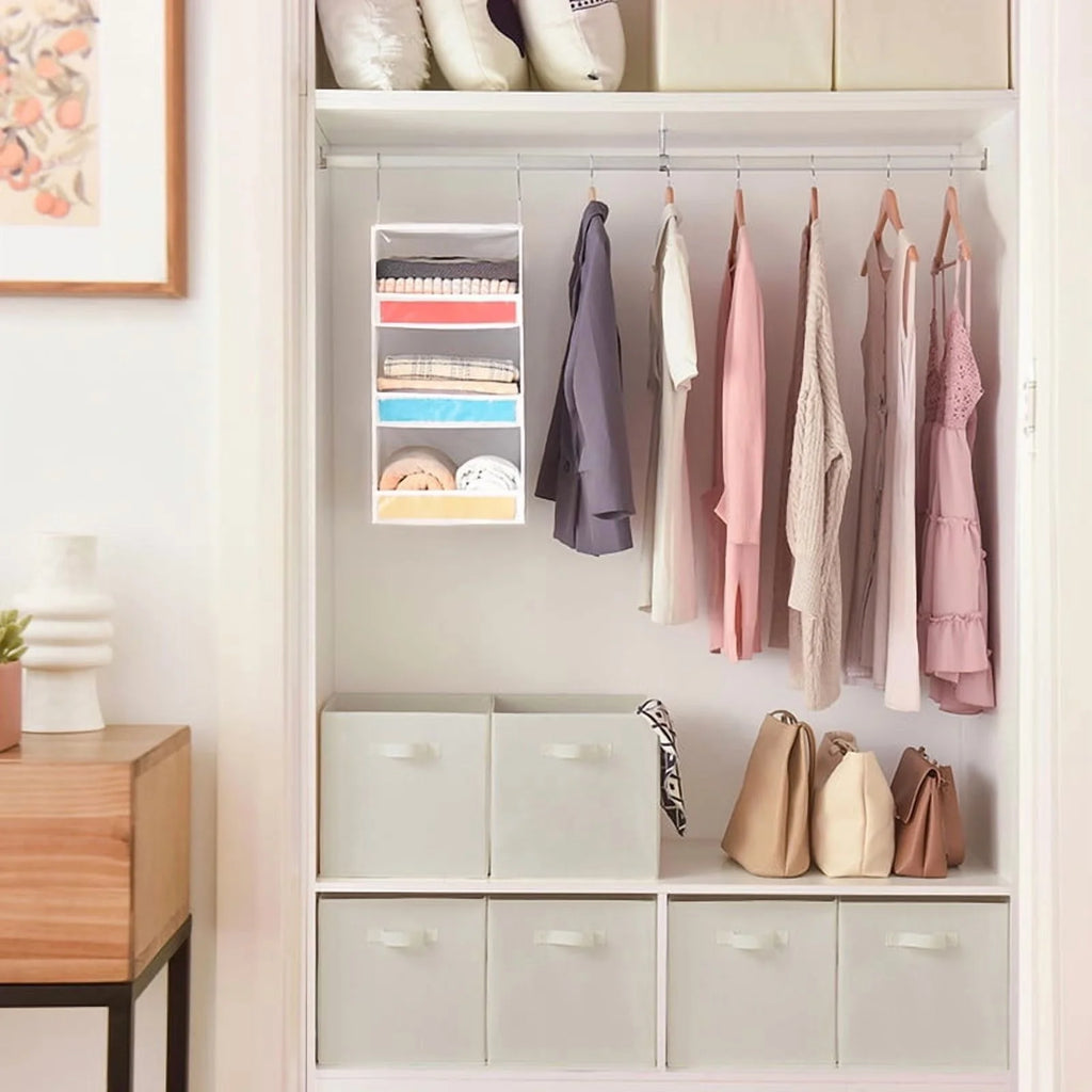 Beige Fabric Storage Cubes with Handle, 6-Pack E89363