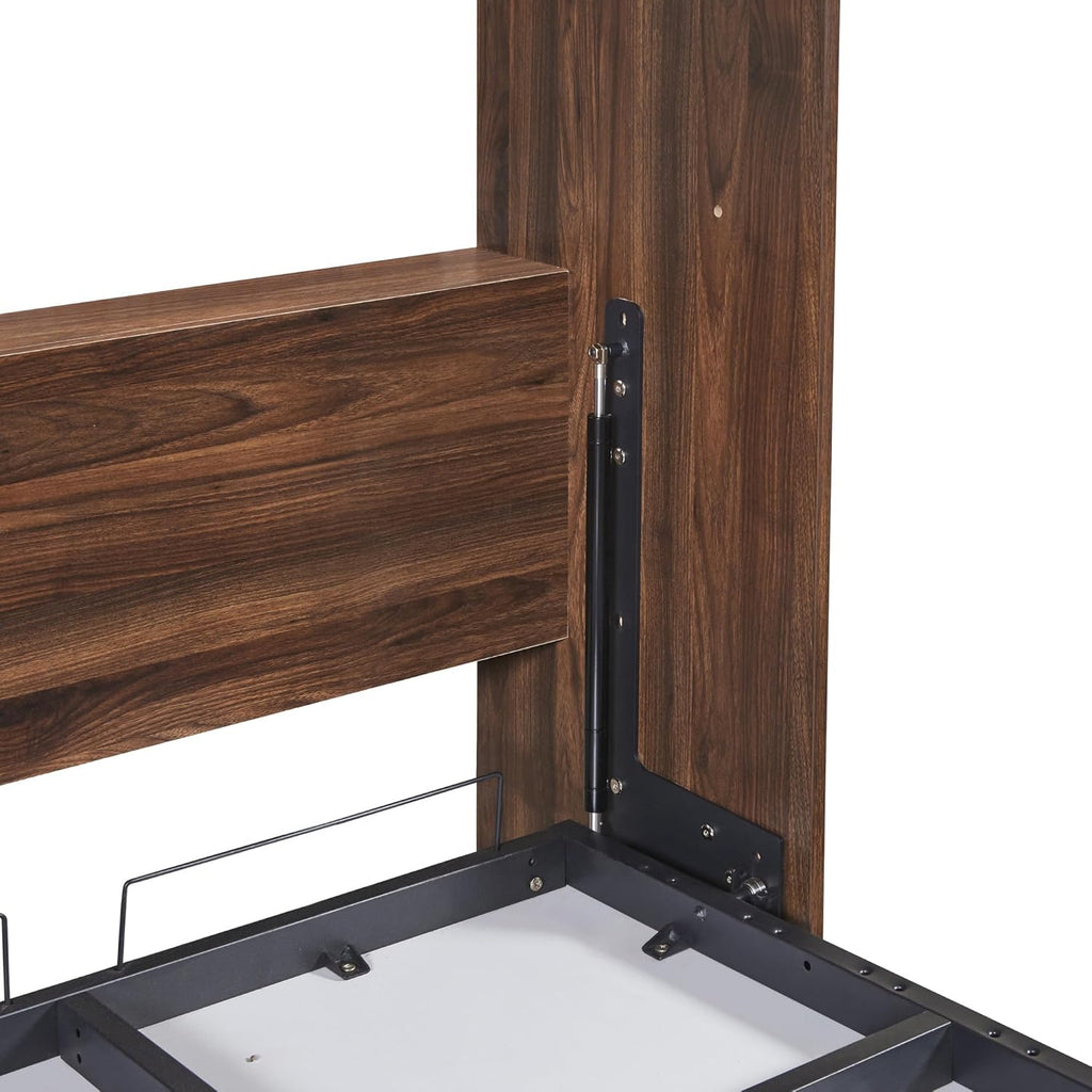 White Twin Size Murphy Bed with Cabinet R793