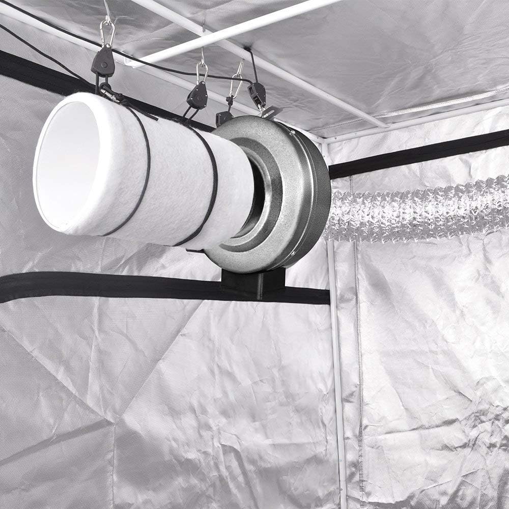 4 Inch 190 CFM Inline Fan Carbon Filter 8 Feet Ducting Combo with Variable Speed Controller and Rope Hanger G906786