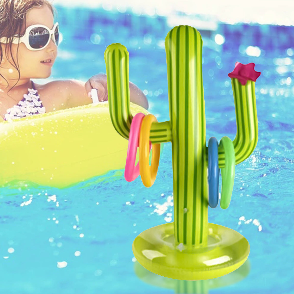Inflatable Cactus Pool Float Toy Set of 1 A722