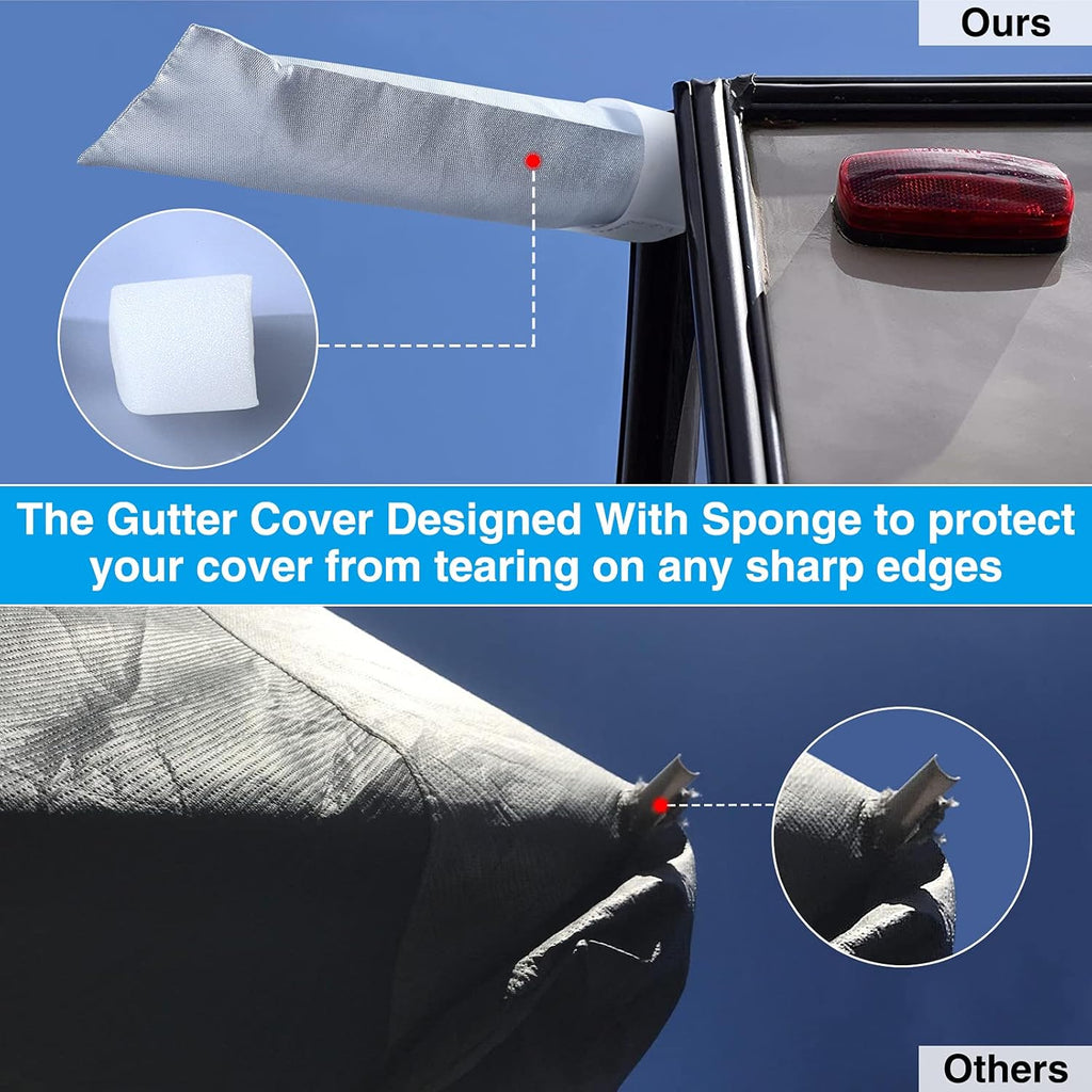 Rip-Stop RV Cover Windproof Waterproof Travel Trailer Cover Fits 18'1" - 20' Long with Gutter Covers T968