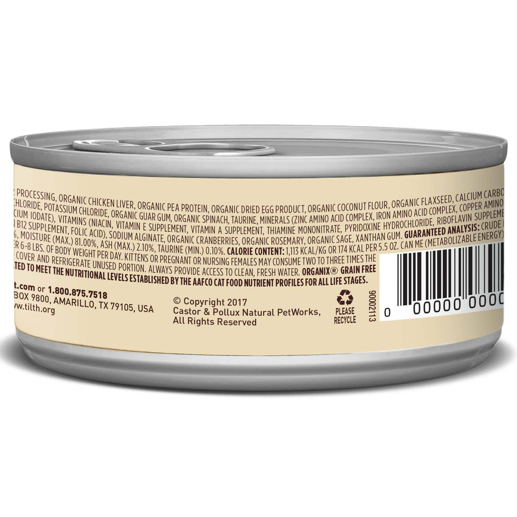 5.5-oz Case of 24 Grain Free Organic Shredded Chicken Canned Cat Food Z862372