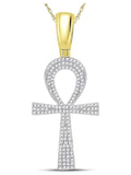 10kt Yellow Gold Mens Ankh Cross Charm Pendant 1/2 Cttw I747927
