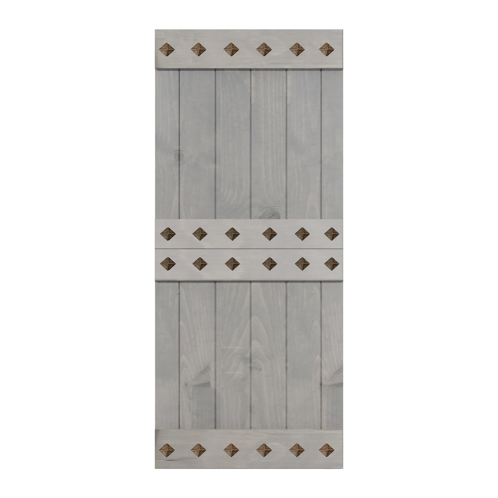 French Gray Finished Knotty Pine Wood Sliding Barn Door Slab Y45177