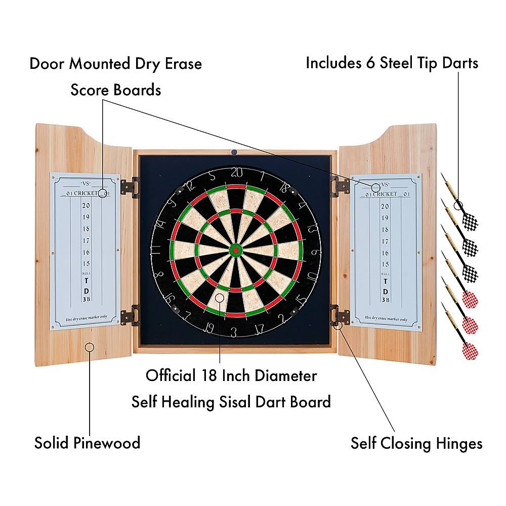 Dart Cabinet Set with Darts and Board R464482
