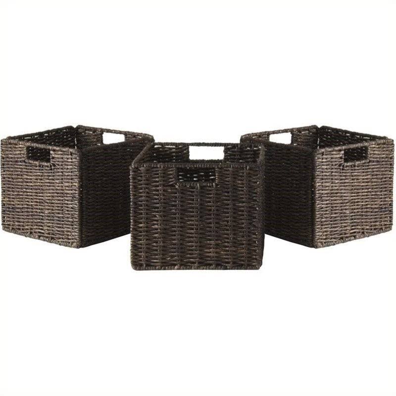 3 Piece Small Foldable Baskets in Chocolate T247