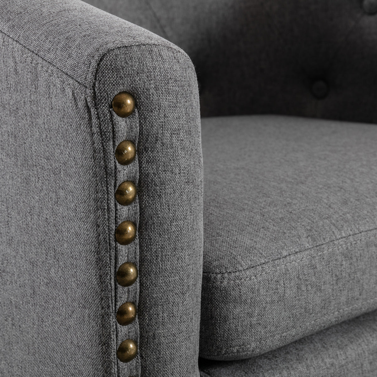 Linen Fabric Tufted Barrel Chair D490383