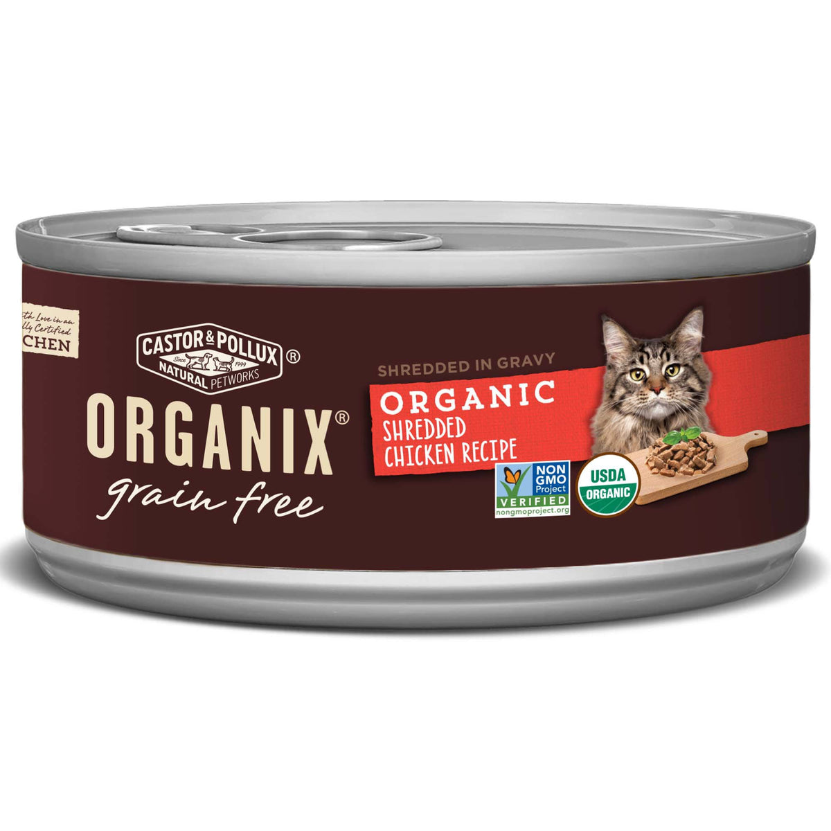 5.5-oz Case of 24 Grain Free Organic Shredded Chicken Canned Cat Food Z862372