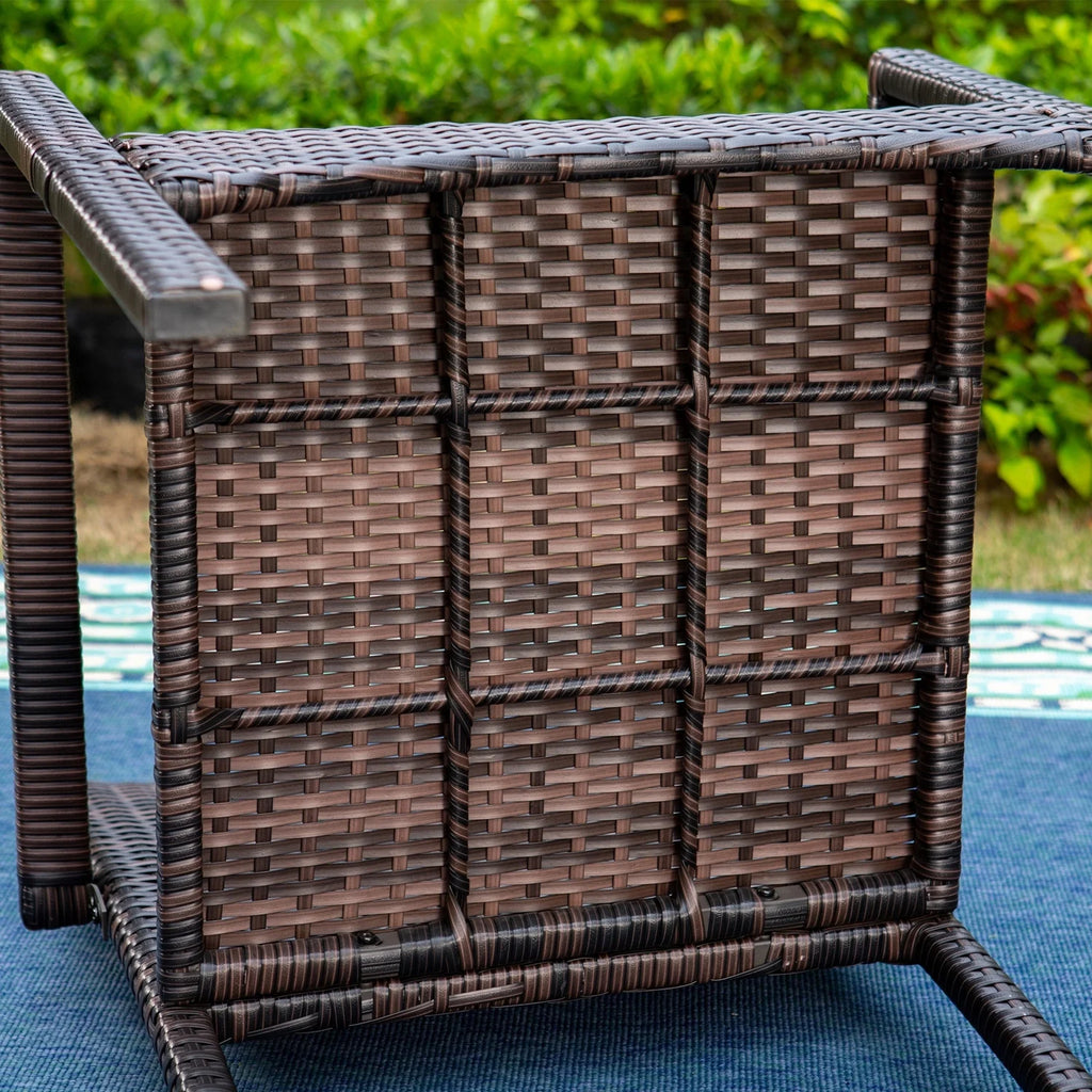 7-Piece Outdoor Patio Dining Set with Metal Table and 6 Rattan Cushioned Armchairs, Navy Blue L277142