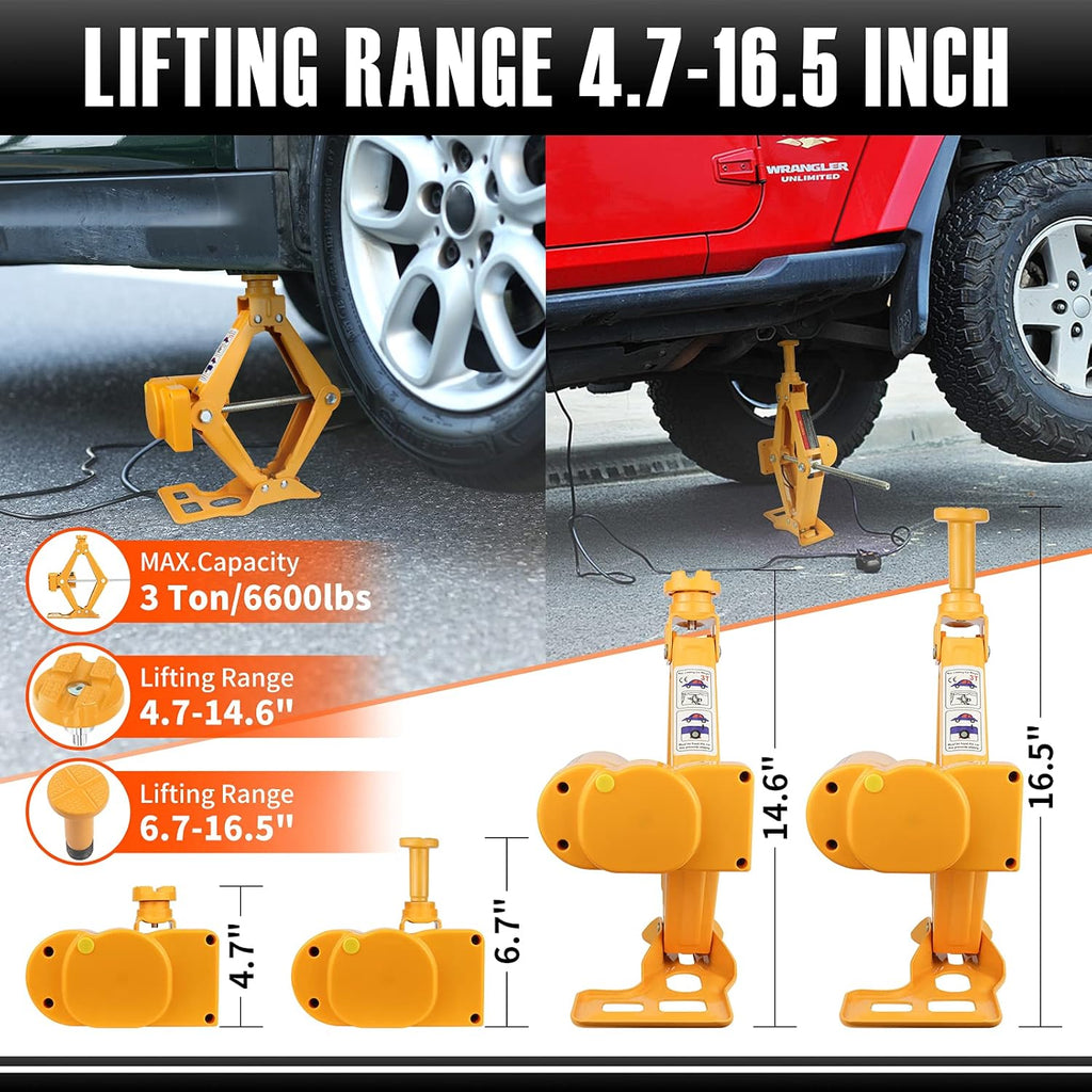 Electric Car Jack 3 Ton 12V Scissor Car Jack with Impact Wrench O204