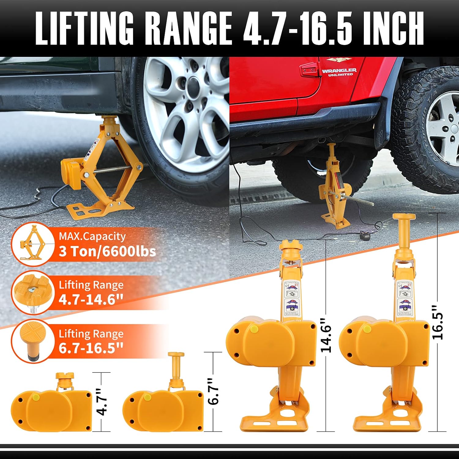 Electric Car Jack 3 Ton 12V Scissor Car Jack with Impact Wrench O204