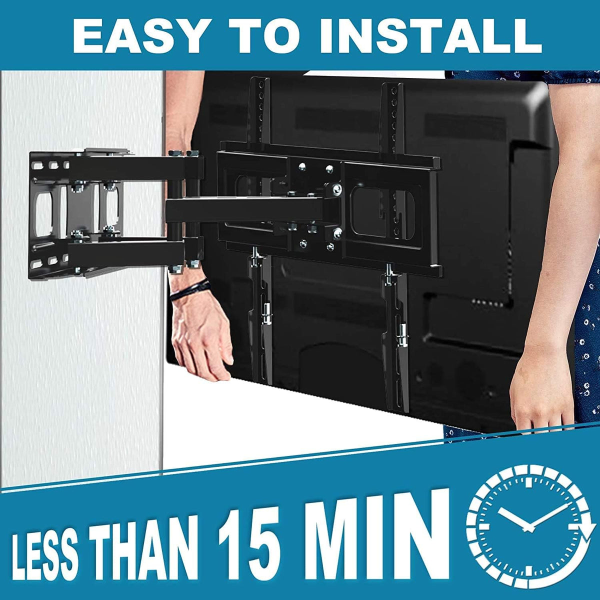 Full Motion TV Wall Mount for 37-75 Inch LED Flat Curved TVs, Max VESA 600x400mm, Holds 121 LBS, Pack of 2 E386