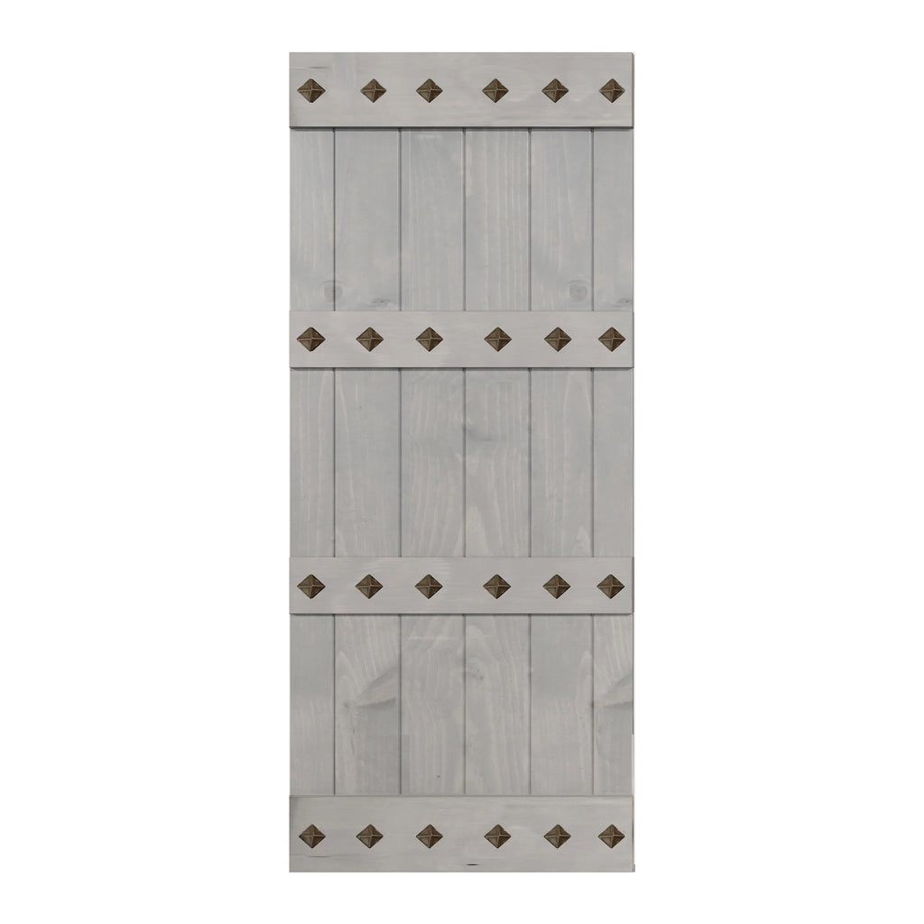 French Gray Finished Knotty Pine Wood Sliding Barn Door Slab Y45177