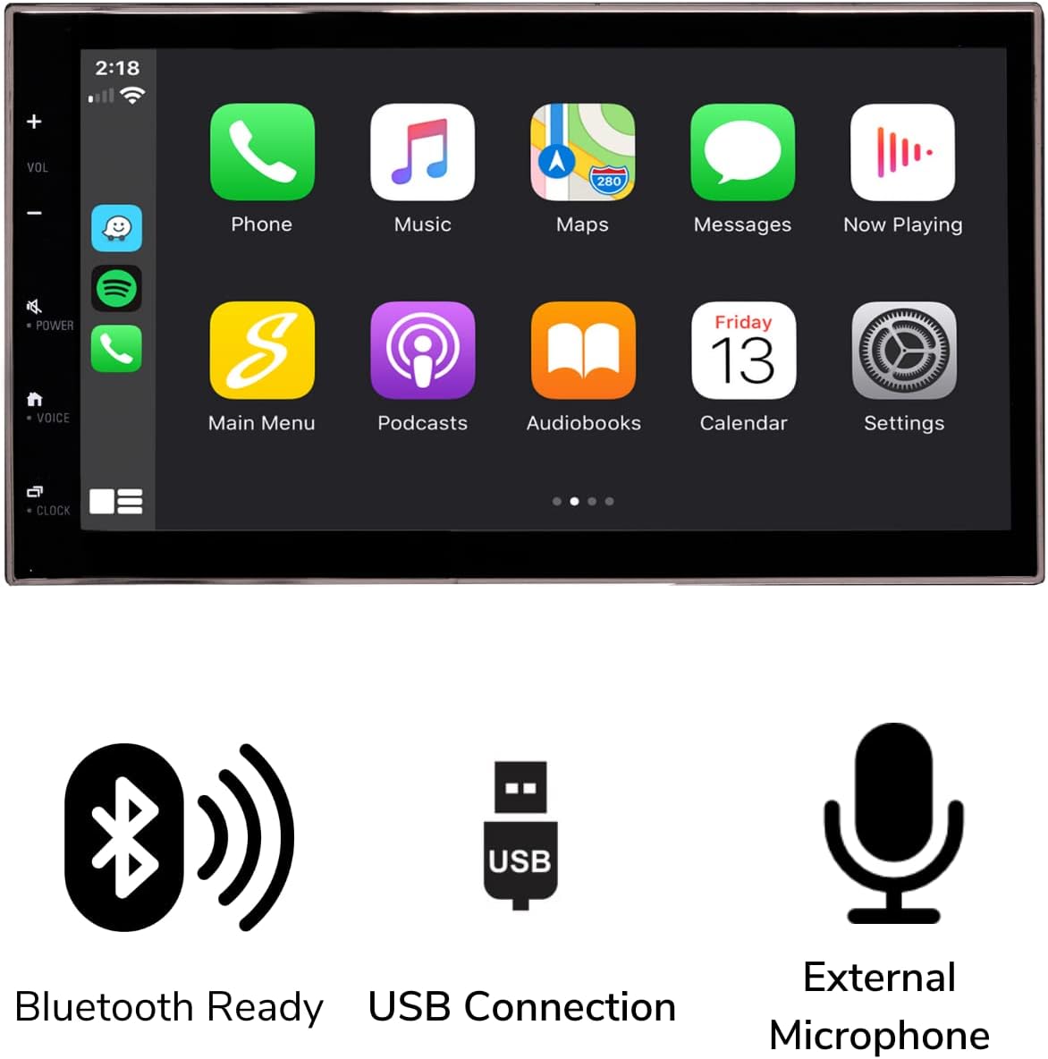 Double Din Complete Radio Kit with Touchscreen Radio, CarPlay, Android Auto, Bluetooth, Dash Kit, Can Bus Interface, Camera Input and Antenna Adapter R4526