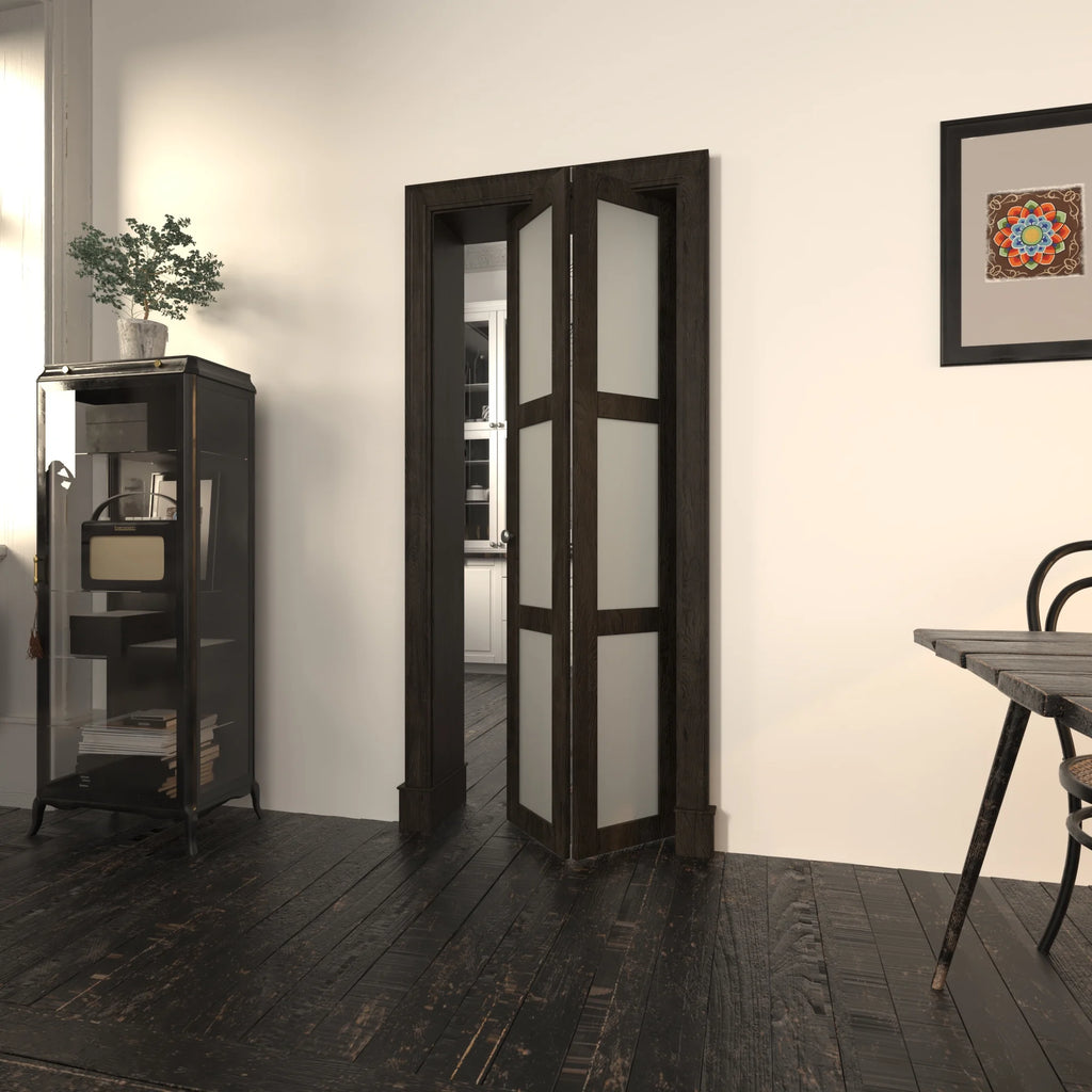 Brown 3-lite MDF Bi-Fold Closet Door W459929