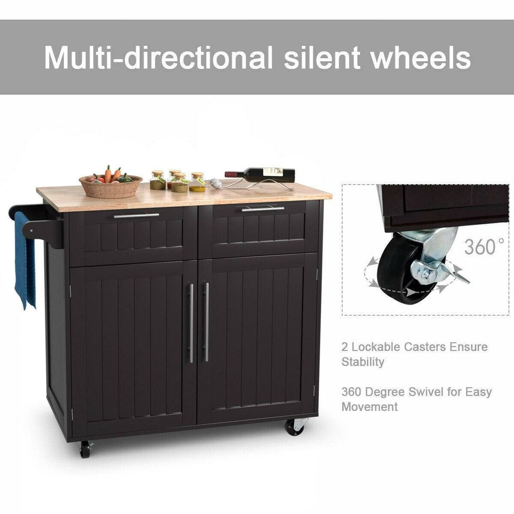 Brown Rolling Kitchen Cart with Storage Z65411
