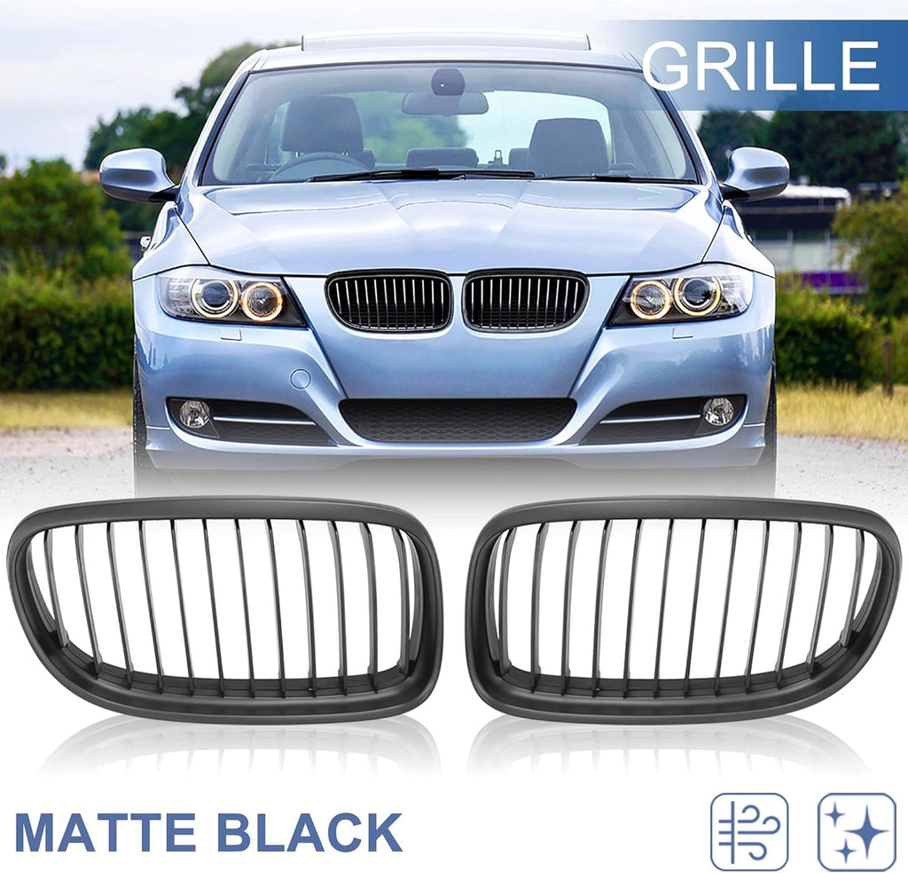 Pair Car Front Grille Black ABS Plastic Hood Kidney Grille Pack of 2 Z841