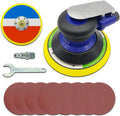 6-Inch Dual Action Pneumatic Palm Sander with 8Pcs Sandpapers F35512