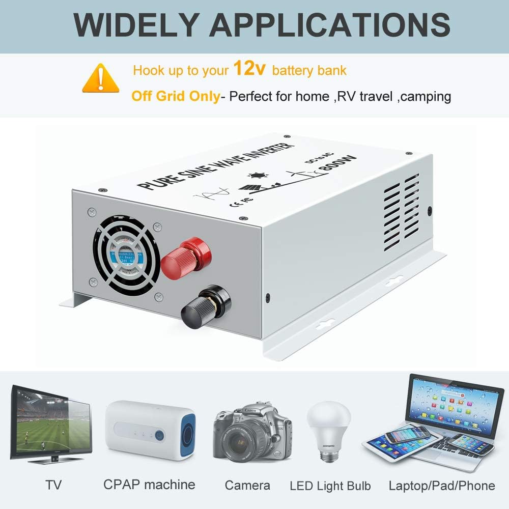 800w 12v 120v DC AC Power Inverter Converter Pure Sine Wave Z5774