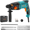 7 Amp 4 Functions Corded Rotary Hammer Drill with Safety Clutch, Including 3 Drill Bits, Flat Chisel, Point Chisel, Carrying Case O97871